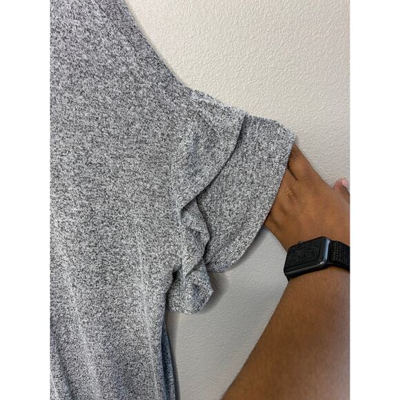 Express Dress Womens XS Grey Shift Shirt Dress Ruffle Sleeve Round Neck Casual - Picture 4 of 6